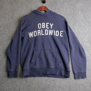 Obey Hoodie Mens XL Blue Pullover Fleece OBEY Worldwide‎ Graphic Streetwear Logo